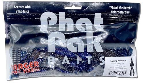 Phat Pak Baits - Swamp Monster Rage Bug Style Plastic Beaver Creature Bait Punching Bass Fishing Lure 20ct 4" - color: Black n Red Flake