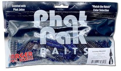 Phat Pak Baits - Swamp Monster Rage Bug Style Plastic Beaver Creature Bait Punching Bass Fishing Lure 20ct 4" - color: Black n Red Flake