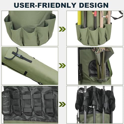 SILANON Fishing Rod Bag Pole Holder, Portable Fishing Rod Case Carrier Canvas Pole Storage Bag Travel Carry Case Waterproof Fishing Tackle Gear Organizer - color: Khaki Green
