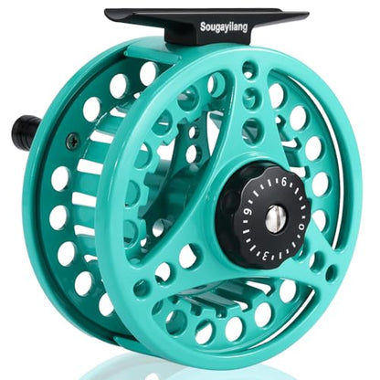 Sougayilang Fly Fishing Reel, Die Cast Aluminum Fly Reel, 5/6, 7/8, Weight Saltwater Fly Reels, 5/6, 7/8, Weight Saltwater Fly Reels - color: Turquoisee, size: 7/8wt