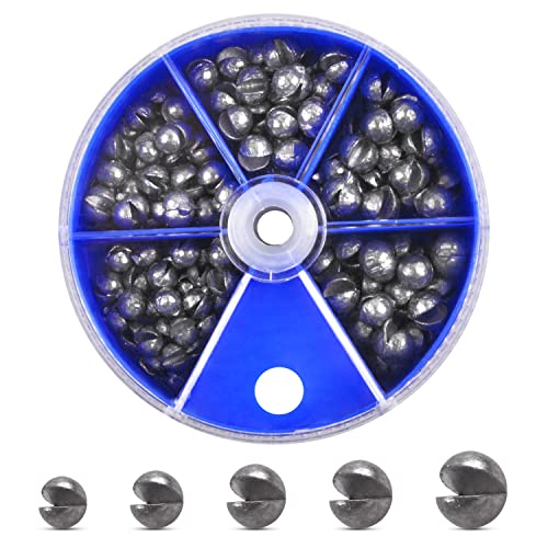 Split Shot Fishing Weights Sinker Kit, 120g/Box Round Split Shot Sinker Removable Fishing Weights Egg Sinkers for Saltwater Freshwater 7 Sizes - style: Blue Box