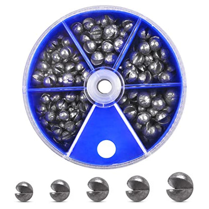Split Shot Fishing Weights Sinker Kit, 120g/Box Round Split Shot Sinker Removable Fishing Weights Egg Sinkers for Saltwater Freshwater 7 Sizes - style: Blue Box