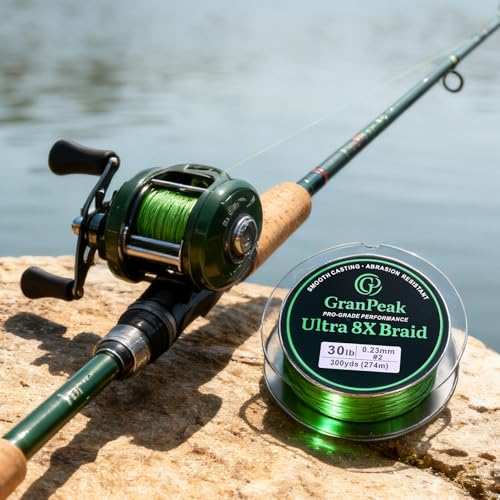 8 Strand Braided Fishing Line, Pro-Grade Performance, PE Braided Line, Zero Stretch, Smooth Casting, Abrasion Resistant, High Density and High Visibility, Ice Fishing Line - size: 25 LB (300 yards)