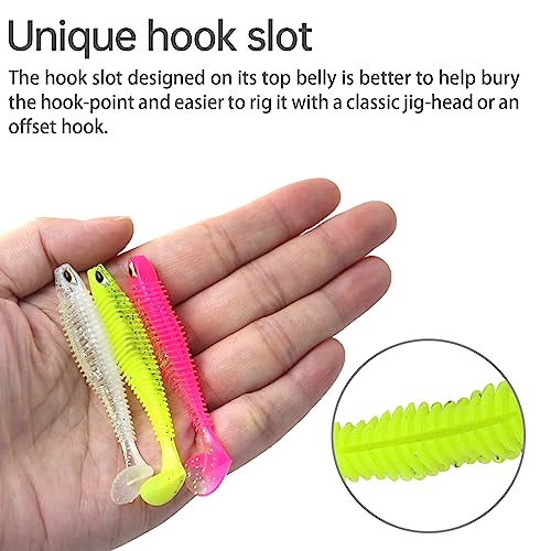MAFIMOEA 40/30/25Pcs Paddle Tail Swim Baits Lures Fishing Soft Plastic Lure Kit for Bass Trout Walleye Crappie 6.5cm 7.5cm 10.5cm - color: Pink, size: 2.55IN/6.5CM - 40PCS