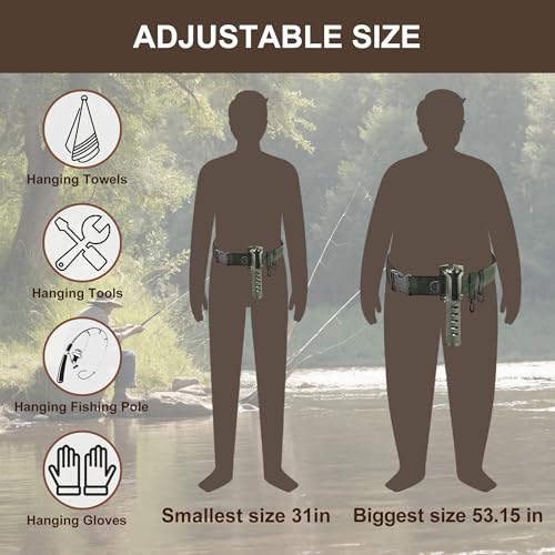 Fishing Rod Holder Adjustable Wader Fishing Waist Belt, Wading Belt Rod Holder for Casting Fly and Rock Fishing Rod, Fishing Rod Belt with Portable Pole Inserter Wading Belts