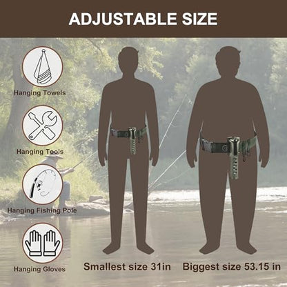 Fishing Rod Holder Adjustable Wader Fishing Waist Belt, Wading Belt Rod Holder for Casting Fly and Rock Fishing Rod, Fishing Rod Belt with Portable Pole Inserter Wading Belts