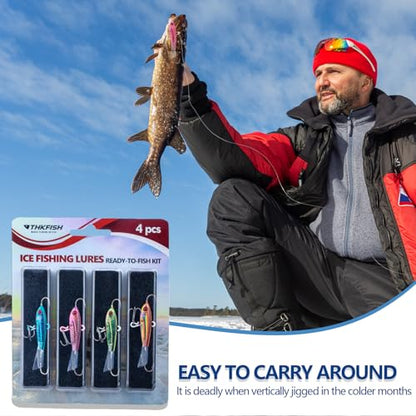 THKFISH Ice Fishing Jigs Ice Fishing Lures Ice Fishing Gear for Crappie, Panfish, Walleye, Bluegill Vertical Jigs Kit Ice Fishing Tackle 4PCS/8PCS 10g(0.35oz) 18g(0.63oz) - color: D style-7g(1/4oz)-4pcs