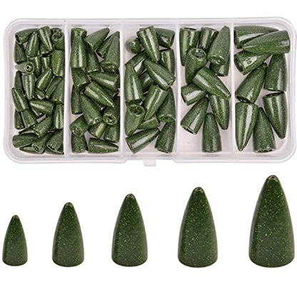 Bullet Sinkers Bass Fishing Weights Kit 88PCS Painted Worm Fishing Flipping Weight Texas Rig Weights Set for Bass Fishing