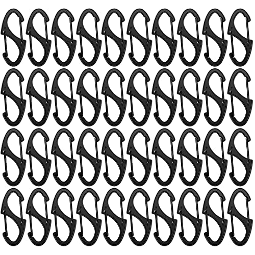 Demissle 40 Pcs S Small Carabiner Clips 1.6 Inch Mini Double Sided Gate Snap Hooks Key Clips for Keychains Accessories Camping Fishing Hiking(Black) - color: Black