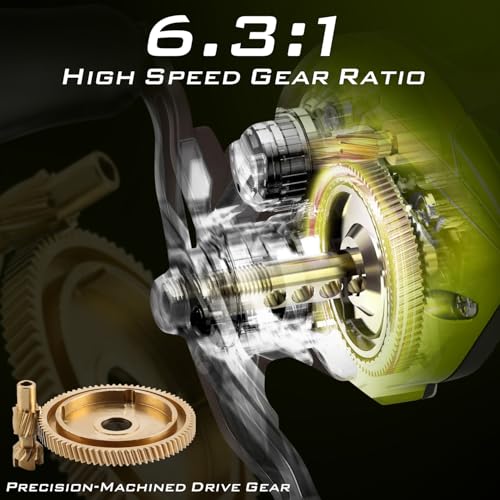 Sougayilang Baitcaster Combo – IM7 Graphite M/MH 2-Piece Travel Rod, 6.3:1 High-Speed Reel,18LB Drag for Bass, Catfish, Trout, Panfish - size: Green-Right handle-6'10''-Medium