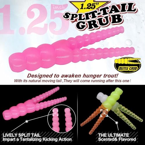 XFISHMAN-Trout-Fishing-Lure-Kit 165-Piece Creek & River Fishing Set with Split Tail Grub Worms, Shad Dart Jig Heads, Floats & Sinkers Ideal for Seasonal Trout Crappie Panfish