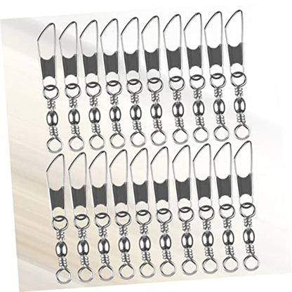 30pcs Rolling Resistance Swivel Fishing Hook Line Connector Fishing Rolling swivels Fishing Swivel Connector connectix Fishing Rolling Connector Stainless Steel to Rotate Ring - size: 14#