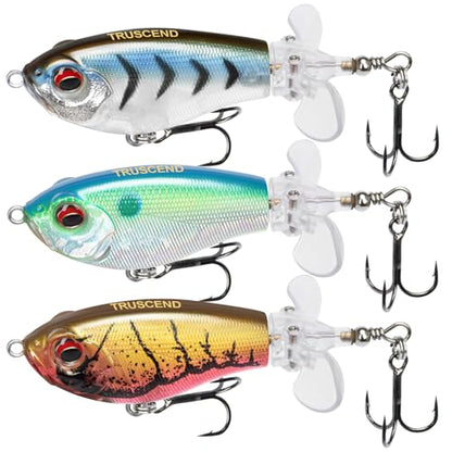 TRUSCEND Popobait Easy Catch Fishing Lures with BKK Hooks, Instant Startup, Longer Cast, Balanced Spray/Sound/Swim, Plopper Topwater Lures for Bass, Trout, Pike, Walleye, Freshwater Saltwater Fishing - color: A1-3.7",0.65oz
