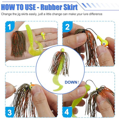 Spinner Bait Skirt Jig Skirts Replacement DIY Fishing Lure Making Supplies Soft Skirt for Spinnerbaits Bass Fishing Jigs Buzzbait Squid Jigs Fishing Lure Skirts - style: A-skirts-6pcs