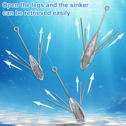 Fishing Sinkers Weight Lead Surfing Casting Spider Sinker Long Tail Weights | Fishing Equipment for Catfish Saltwater Ocean Beach Sand - style: Mixed-5pcs