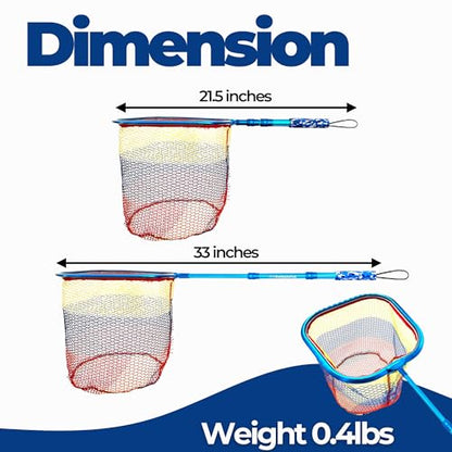 DaddyGoFish Kids Fishing Net - Extendable Telescopic Landing Net for Boy Girl Children Catching Small Fish Crab Shrimp Minnow Dragonfly Beach Pier Lake River Ocean - color: Style 3 (Blue)