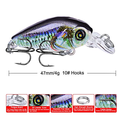 Mini Crankbait Fishing Lures Kits Swimbait Wobbler Hard Baits for Bass Trout Pike Freshwater and Saltwater 10pc-20pc/pack - color: 20pcs-mixed izes