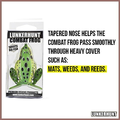 Lunkerhunt - Topwater Fishing Lures for Bass Trout Fishing | Combat Frog Lure for Big Fish | Award Winning Hollow Body Frog Fishing Bait with Weedless Hooks - color: Pearl