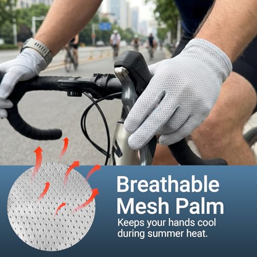 Men Summer Driving Gloves Breathable UV Sun Gloves Light Weight Cotton Gloves - color: Black