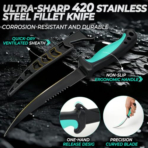 Jenseits Fishing Tool Kit, Fish Gripper, Fishing Pliers, Digital Fish Scale, Fillet Knife, Hook Remover & Fishing Accessories Set, Freshwater Saltwater Fishing Gear, Fishing Gifts for Men Angler - size: 6pcs (with scale)