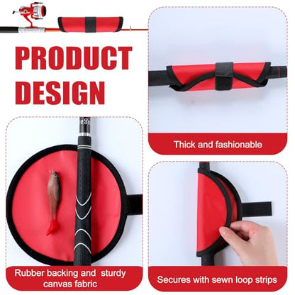 Tioncy 6 Pack Fishing Lure Covers 6 Inch Bait Gloves Lure Wrap Fishing Hook Cover Easily See Bait Storage Protector Guard to Keep Fishermen Safe for Rod - color: Red