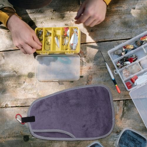 KOMBIUDA Fishing Towels Set 2pcs – Quick-Dry Microfiber Outdoor Rod Towel with Clip, Super Absorbent Hand and Tackle Maintenance Rag for Camping, Fitness, and Sport Fishing