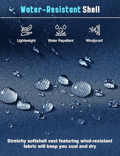 TBMPOY Men's Lightweight Softshell Vests Windproof Sleeveless Jackets Golf Outdoor Outerwear Summer Hiking Travel Cycling - color: Blue, size: 3X-Large