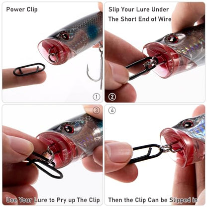 Dr.Fish Fishing Power Clips Stealth Stainless Steel Speed Lure Clips Quick Change Fishing Snap Connector Saltwater Freshwater Terminal Tackle - size: L-150LB-1"