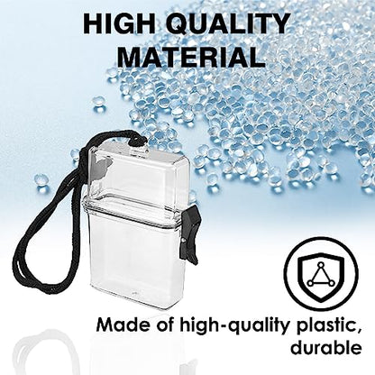 Waterproof ID Card Badge Holder Case - Floating Sports Case with Hanging Ring and Rope - Money and Key Holder - Small Waterproof Case for Swimming, Boating