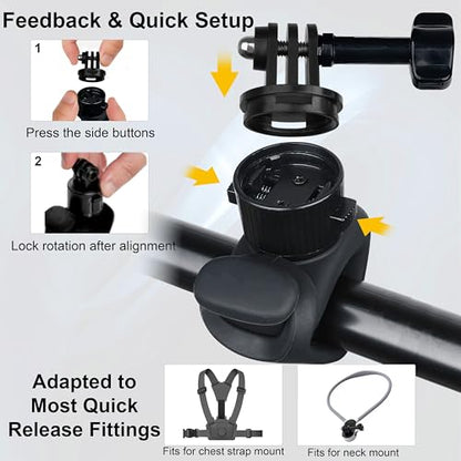 Quick Release 360° Flexible Camera Mount Wrap Band, Flexi Strap Mount, Bike Motorcycle Handlebar Roll Bar Tube Stick Pole Ski Clip Holder for GoPro/Insta360/DJI/Xtra Muse/AKASO Action Cameras - color: S5607
