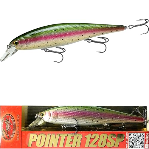 LUCKY CRAFT Pointer 128SP, Freshwater Lake Bass Fishing Lure, Jerkbait, Suspending, Fishing Gear, Fishing Accessories, Fishing Tackle - color: 276 Laser Rainbow Trout