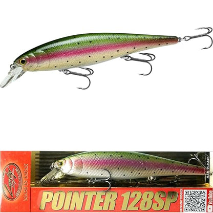 LUCKY CRAFT Pointer 128SP, Freshwater Lake Bass Fishing Lure, Jerkbait, Suspending, Fishing Gear, Fishing Accessories, Fishing Tackle - color: 276 Laser Rainbow Trout