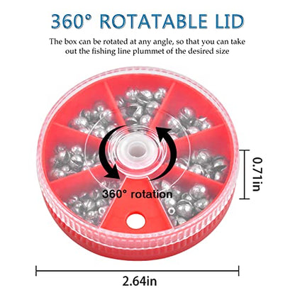 Split Shot Fishing Weights Sinkers 215PCS Fishing Weights and Sinkers Assortment Round Removable Fishing Sinkers Lead Weights Fishing - style: 215pcs - Red Box