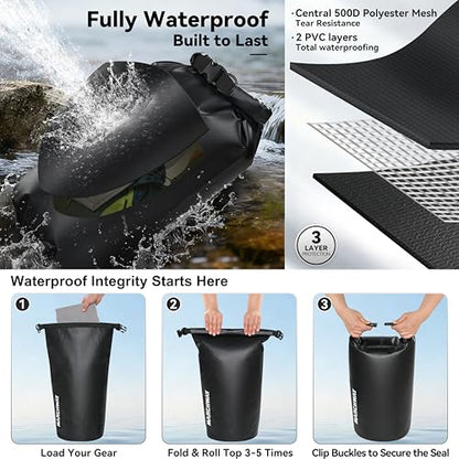 MARCHWAY Floating Waterproof Dry Bag Backpack 5L/10L/20L/30L/40L, Roll Top Sack Keeps Gear Dry for Kayaking, Rafting, Boating, Swimming, Camping, Hiking, Beach, Fishing - color: Black, size: 20L