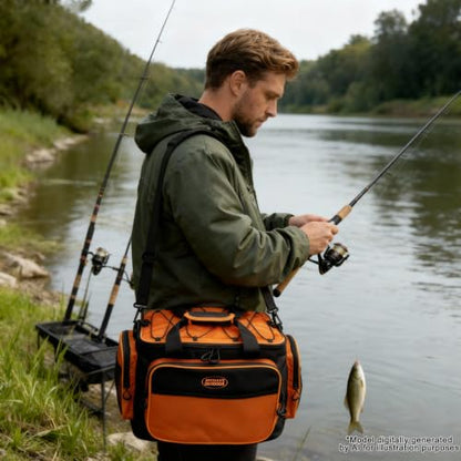 Fishing Tackle Bags,Fishing Bags for Saltwater or Freshwater Fishing,Tackle Box Bag with Padded Shoulder Strap(Not Included Tackle Box Trays)