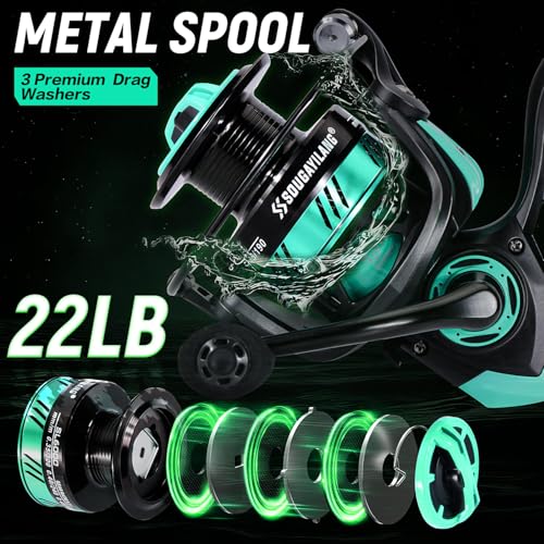 SOUGAYILANG Surf Fishing Rod and Reel Combo, Heavy 3-Piece Travel Spinning Rod with Reel for Red Drum, Striped Bass, Beach & Saltwater Fishing(9'/10'/11'/12') - color: green, size: 10ft