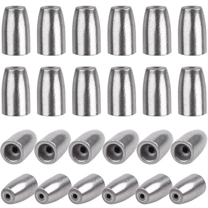 Fishing Weights Bullet Sinkers, 24pcs Worm Weights Iron Slip Sinkers for Bass Fishing Pitching and Flipping Texas Rigs - size: 1/4oz-24pcs