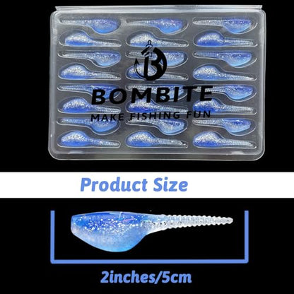 Crappie Lures Kit - Soft Plastic Lures for Trout, Bass, Panfish & Bluegill - 24 Packs - color: Blue