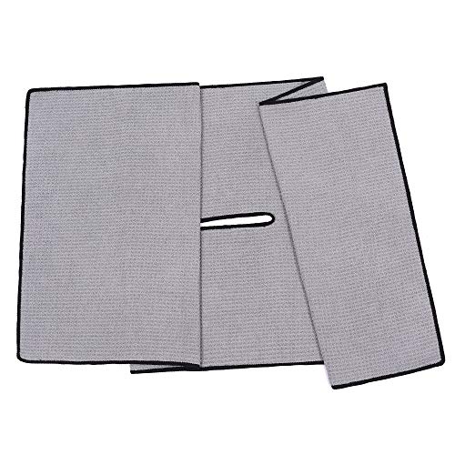 Mile High Life | Pro Tour Caddy Towel | 17" x 40" with 8" Center Slit | Premium Microfiber Waffle Texture - color: Gray/Black, size: 16" x 30"