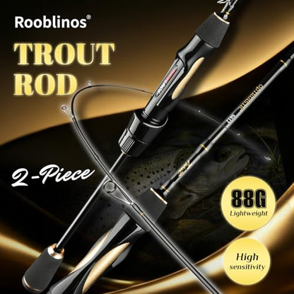 Ultralight Trout Spinning Rod,1.85m 6' Fast Action Carbon Fiber Fishing Pole, Stream Lake River Bass Trout Panfish Crappie 0.8-7g Lure, Sensitive Tip, Portable 2-Piece Travel Design - size: OPT-S612UL, 1.85m