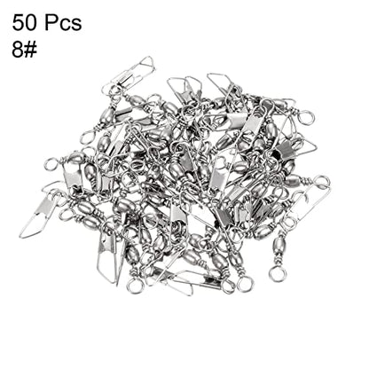 PATIKIL Fishing Barrel Swivels with Safety Snap, Carbon Steel - style: 17lb