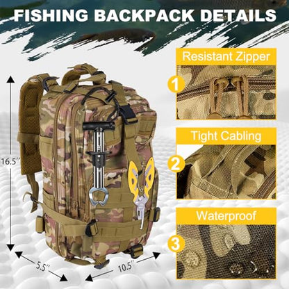 Fishing Fishing Tool Kit Gifts for Men Dad, Dad Fishing Backpack Gear Kit Lures Tackle Box Gift, Best Gifts for Fisherman Birthday, Fish Tools & Accessories Equipment Gift Set for Men Fishermen