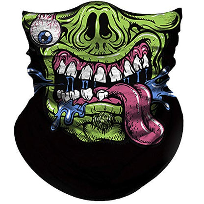Obacle Bandana Face Mask Neck Gaiter Tube Mask Men Women for Sun Dust Protection - color: Skull Out-of-eye Green