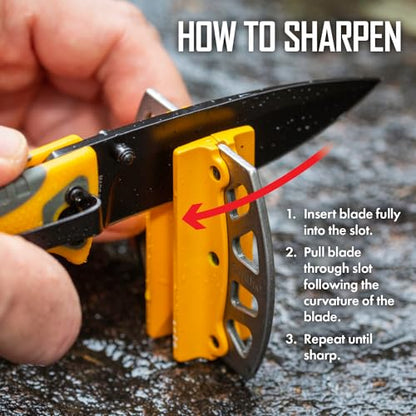 Smith’s 51176 Stainless Steel 2-Step Knife Sharpener | Yellow | Preset Coarse & Fine Slots | Outdoor Handheld Knife Sharpener | Fishing, Hunting, Filet, Pocket Knives | Portable Compact Keychain Tool - color: Yellow, style: 51176