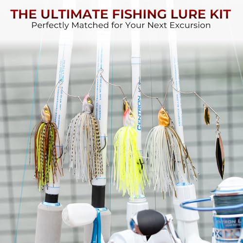 MadBite by KastKing Spinnerbait Fishing Lures, Bass Trout Salmon Walleye Stainless Steel Spinner Baits Kit, Saltwater Freshwater, 4 pcs - color: Clear Water - Colorado & Willow, size: 1/2oz