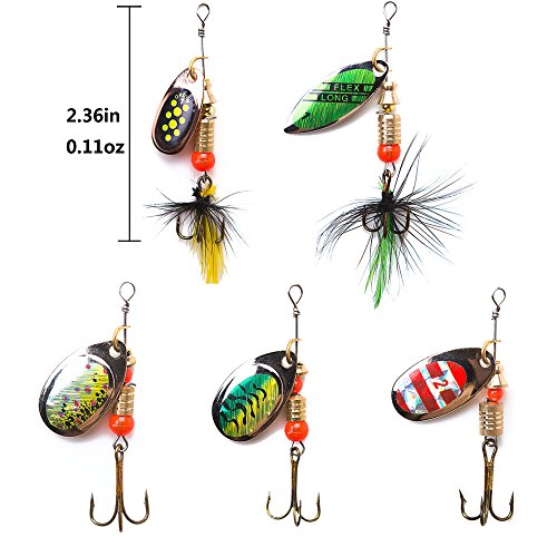KINGFOREST 10-20pcs Fishing Lures Spinnerbait for Bass Trout Salmon Walleye Hard Metal Spinner Baits Kit with Tackle Box - style: 20pcs