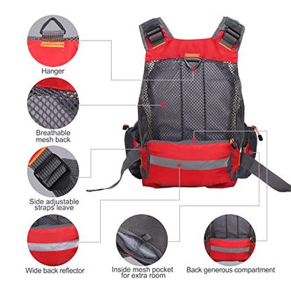 Lixada Fly Fishing Vest Fishing Jacket Breathable Polyester Mesh Design Fishing Vest - color: Red