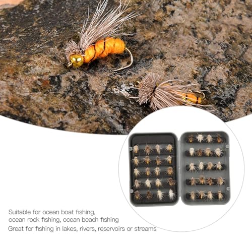 Joyzan Fly Fishing Flies,Fish Lure Kit Flyfishing Same Dry Insect Set 40Pcs | Lakes Rivers Reservoirs Floating Nymphs Streams Sinking Salmon Realstic Trouts Lures Emerger Gear Accessory Box