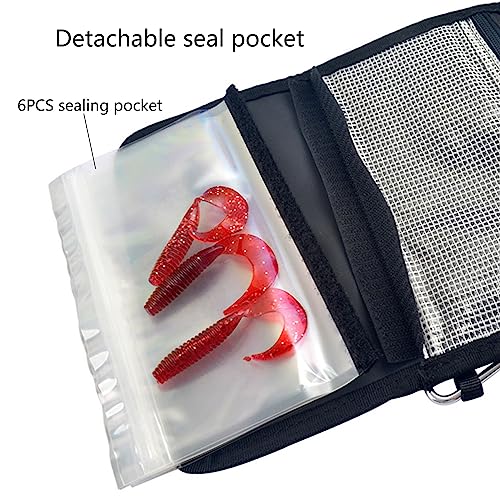 Froiny Fishing Soft Lure Storage Bag Waterproof Fishing Baits Binder Fly Fishing Leader Tackle Wallet Bag with Carabiner Fishing Tackle Backpack