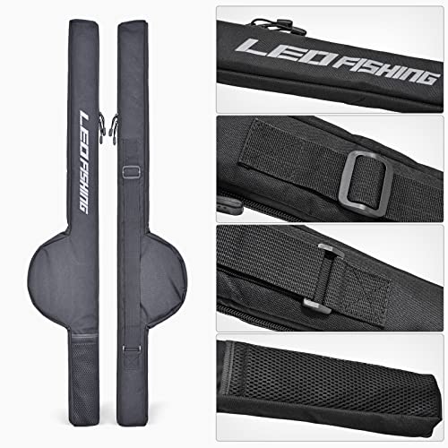 LEOFISHING Portable Fishing Rod Case Folding Fishing Pole Bag Fishing Pole Tackle Protective Cover Case Fishing Spinning Rod Bag Special Design for Fishing Poles with Reels 3 Size (Medium) - size: Medium-106cm/41.7in